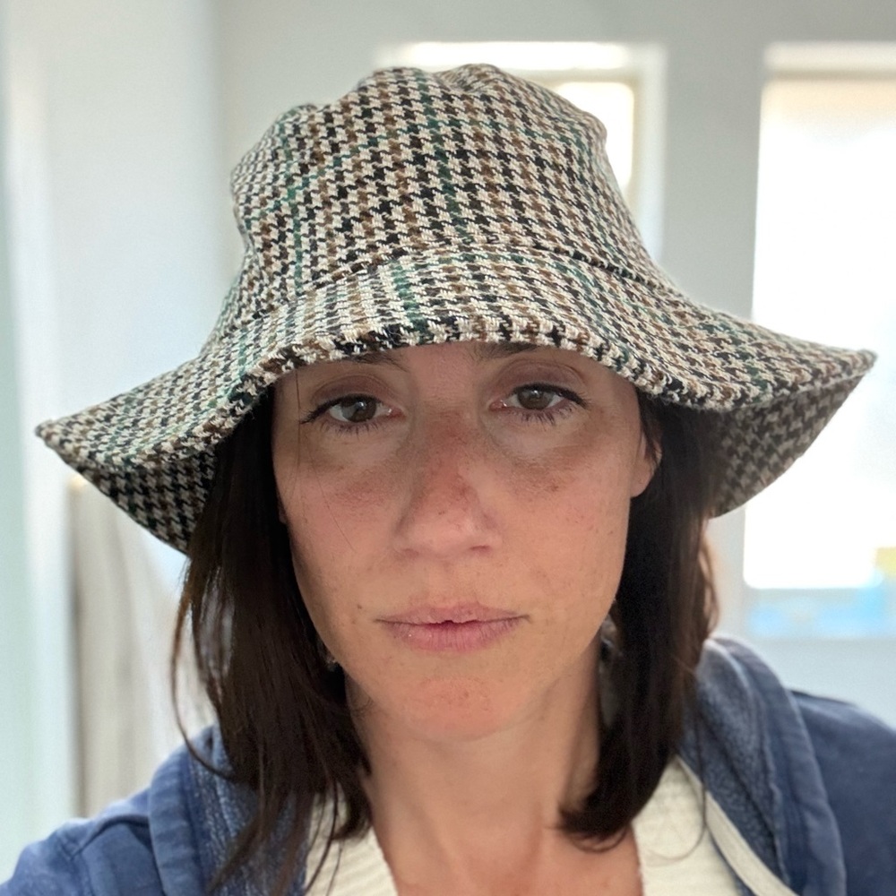 J. Crew Houndstooth Bucket Hat - Black, White, Green